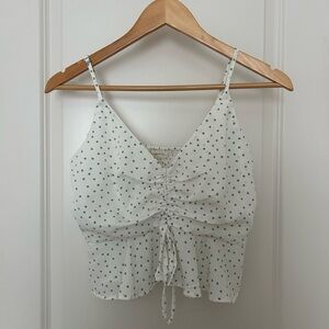 PacSun White Floral Ruched Crop Top
